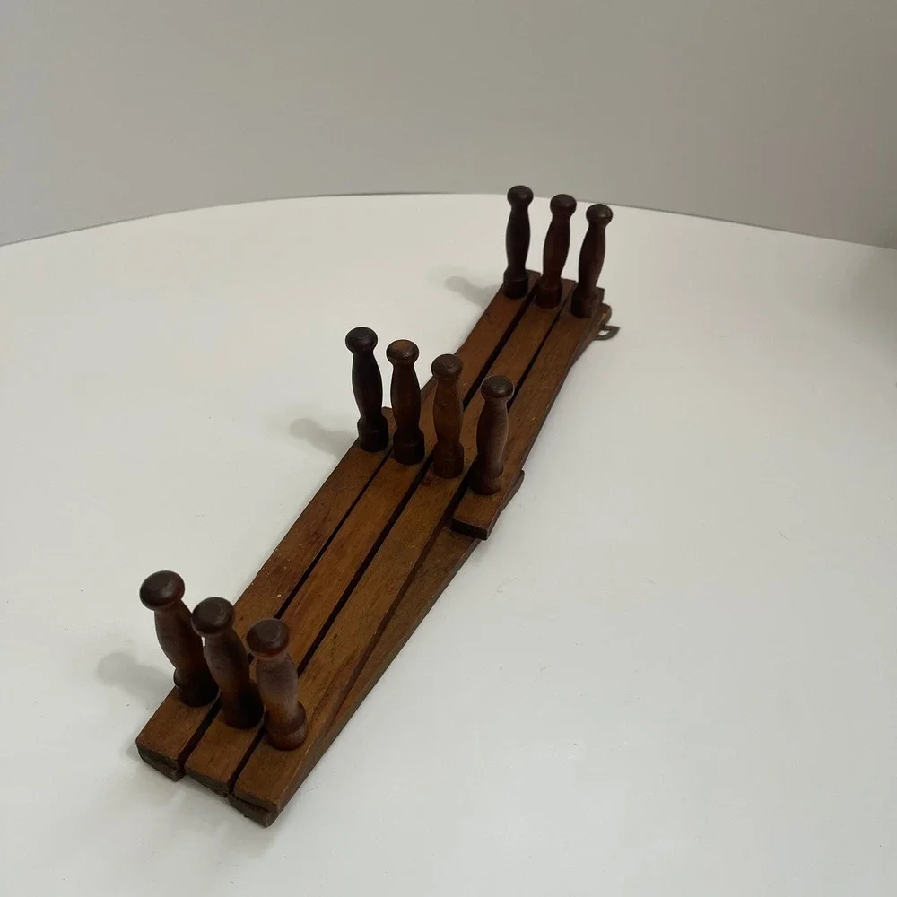 Vintage Accordion Peg Rack Wood Wall Hanging 10 Peg Expandable Hat Coat Towel